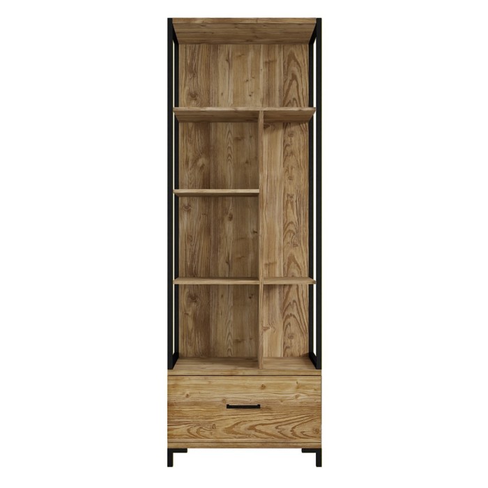 Ensemble bureau console et bibliothèque collection JAINA coloris chêne et noir