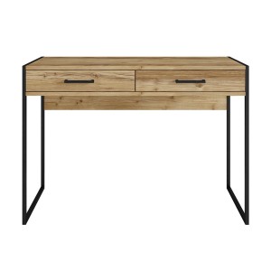 Ensemble bureau console et bibliothèque collection JAINA coloris chêne et noir