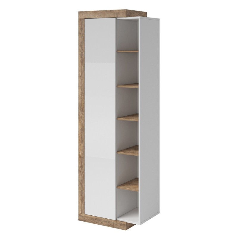 Vitrine design coloris chêne et blanc brillant collection SINATRA.