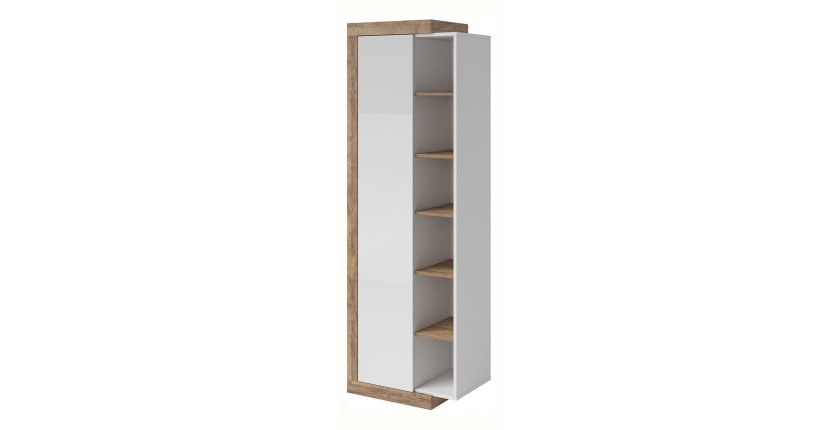 Vitrine design coloris chêne et blanc brillant collection SINATRA.