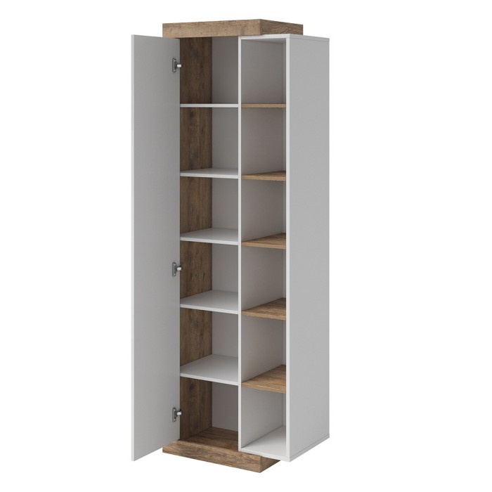 Vitrine design coloris chêne et blanc brillant collection SINATRA.