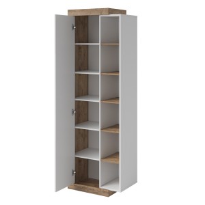 Vitrine design coloris chêne et blanc brillant collection SINATRA.