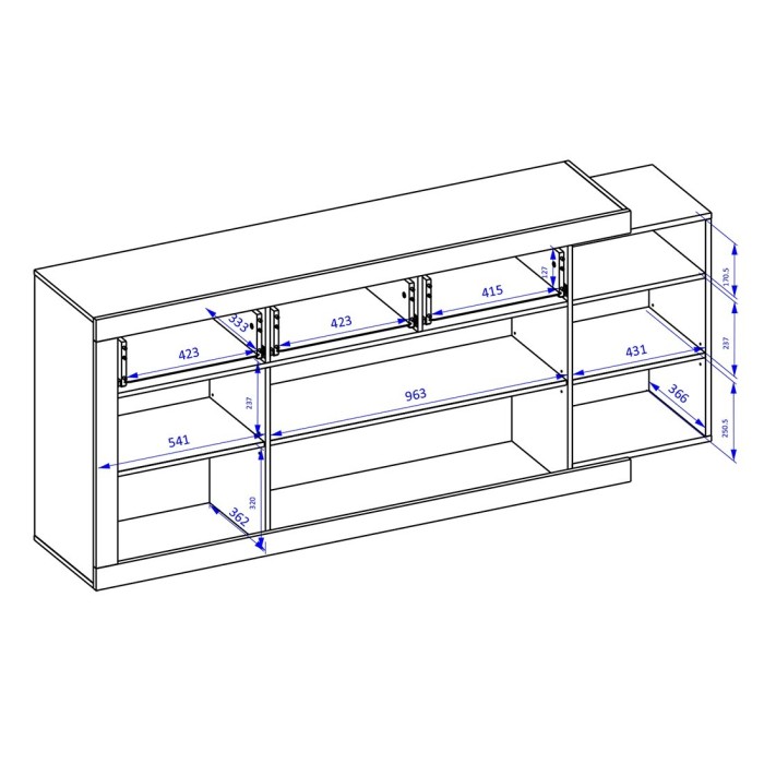 Buffet 200cm coloris chêne et blanc brillant avec nombreux rangements collection SINATRA.