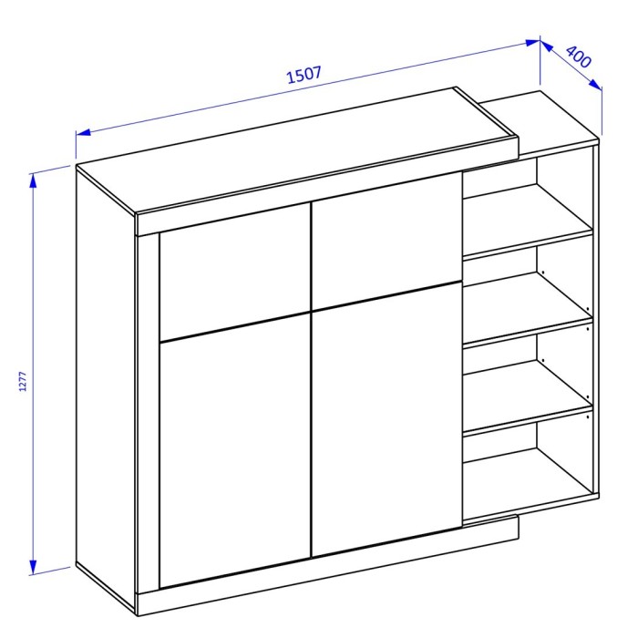 Vitrine petit modèle design coloris chêne et blanc brillant collection SINATRA.