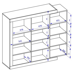 Vitrine petit modèle design coloris chêne et blanc brillant collection SINATRA.