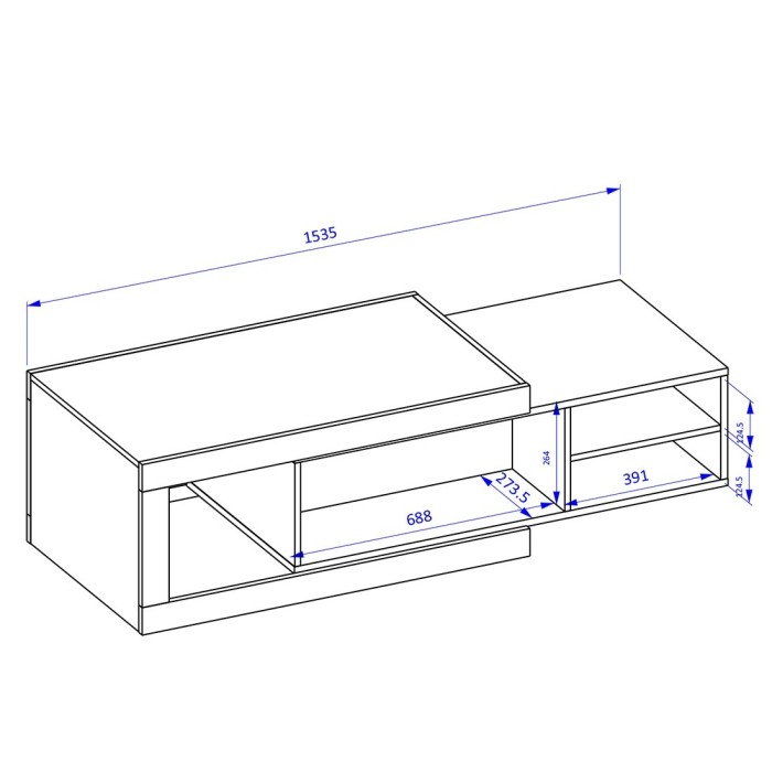 Table basse design extensible collection SINATRA. Couleur chêne foncé et blanc mat.