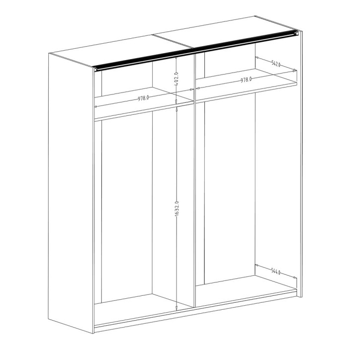 Chambre à coucher complète FOX : Lit coffre 160x200, Armoire, commode et chevets. Couleur chêne foncé et noir