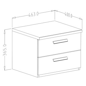 Chambre à coucher complète FOX : Lit coffre 180x200, Armoire, commode et chevets. Couleur chêne foncé et noir