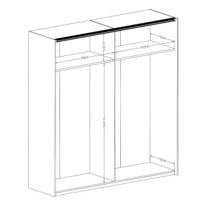 Chambre à coucher complète FOX : Armoire 200cm, Lit 160x200, commode, chevets. Couleur chêne clair et noir