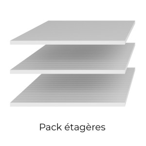 Chambre à coucher complète FOX : Lit coffre 180x200, Armoire, commode et chevets. Couleur chêne clair et noir