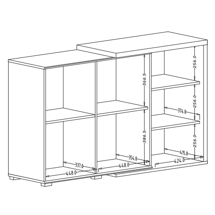 Buffet 140cm design pour salon couleur blanc et chêne collection HARLEM.