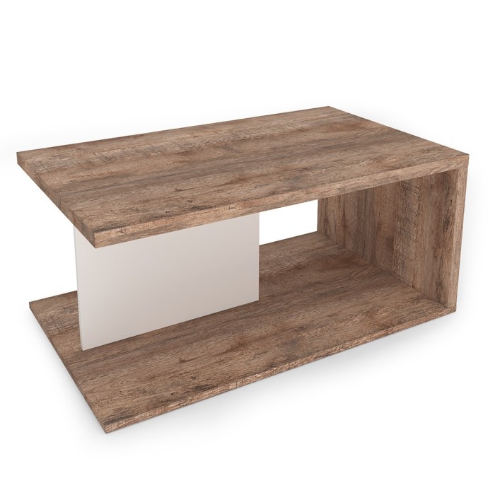 Table basse design collection HARLEM. Couleur chêne et blanc.