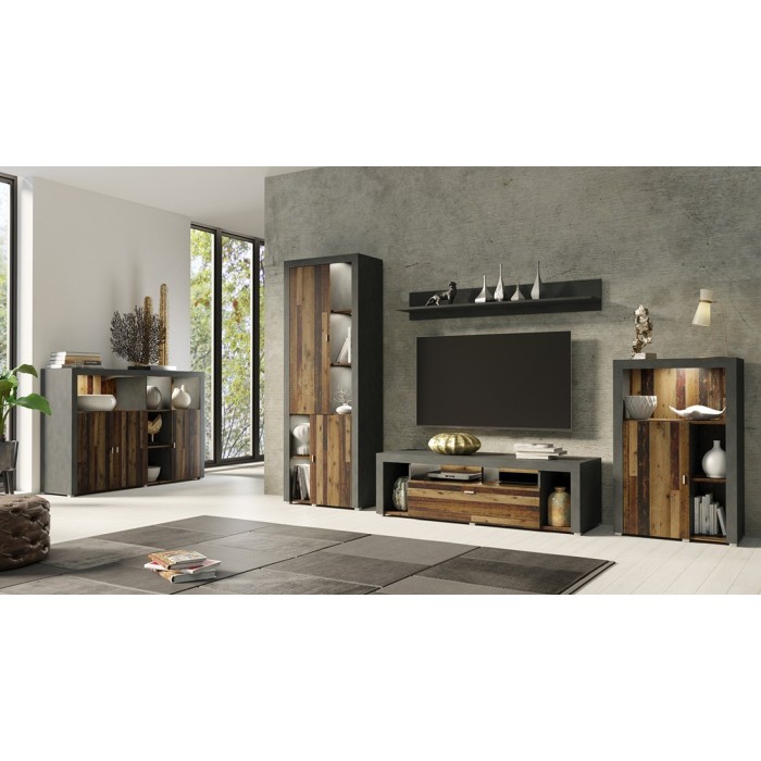 Étagère murale design 150cm Coloris gris foncé. Collection BELMONT.