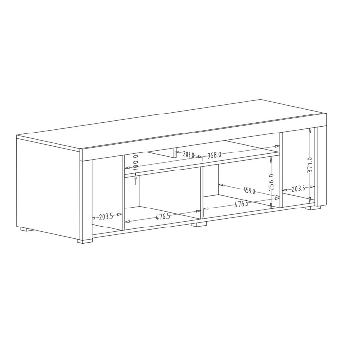 Meuble TV 150cm collection BELMONT. Coloris chêne foncé et gris foncé.