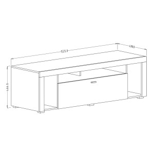 Meuble TV 150cm collection BELMONT. Coloris chêne foncé et gris foncé.