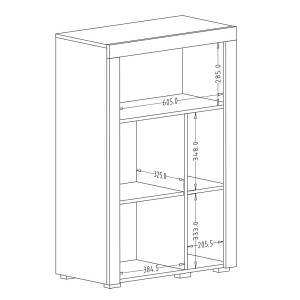 Buffet haut collection BELMONT une porte et trois niches. Coloris chêne foncé et gris foncé