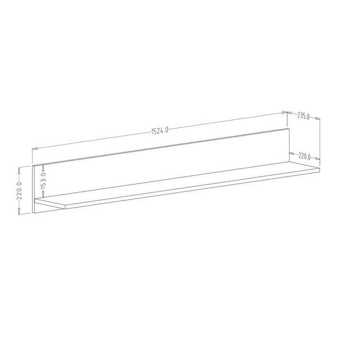 Étagère murale design 150cm Coloris chêne. Collection BELMONT.