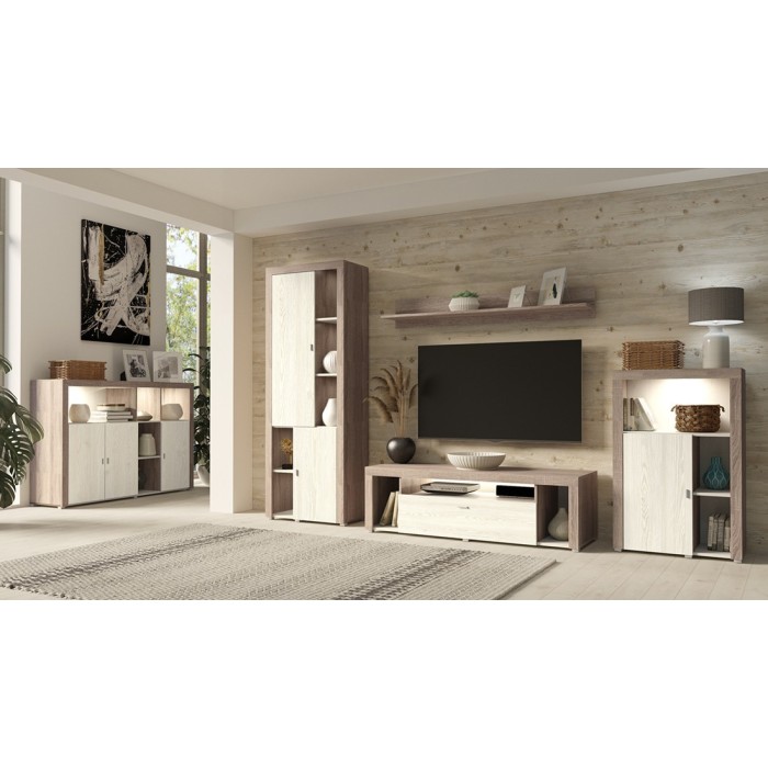 Étagère murale design 150cm Coloris chêne. Collection BELMONT.