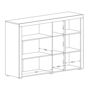 Buffet 160cm avec nombreux rangements collection BELMONT. Coloris chêne et blanc crème effet bois.