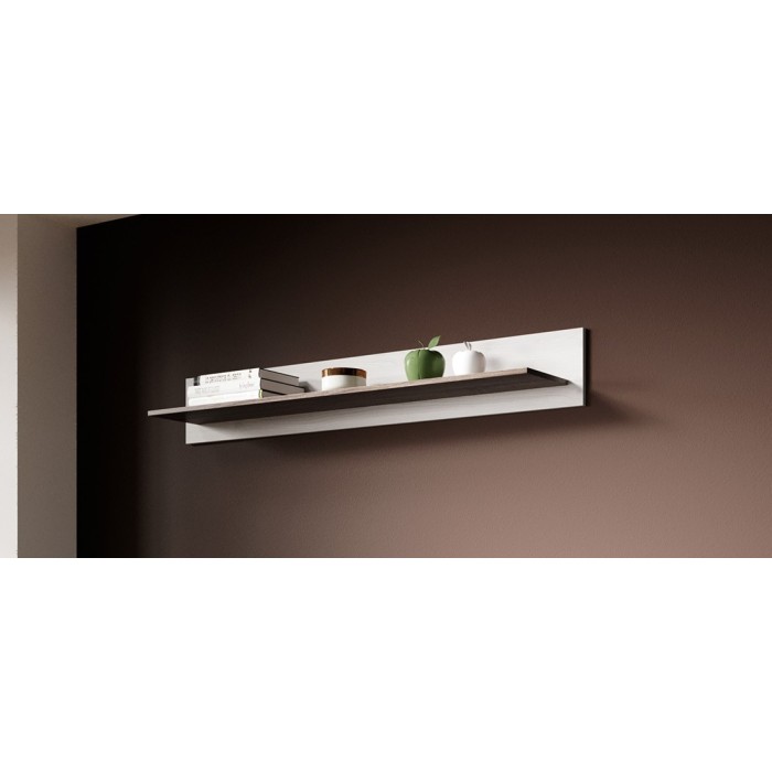 Étagère murale coloris blanc effet bois et chêne. Collection JUDY.