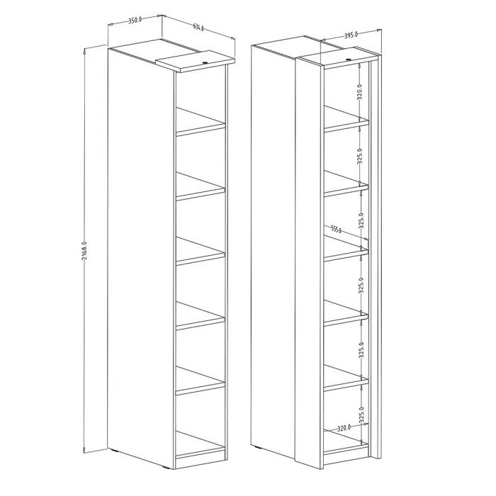 Bibliothèque pour dressing collection MODULO coloris blanc avec LED incluses.