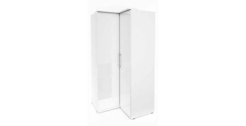 Armoire d'angle pour dressing collection MODULO coloris blanc avec LED incluses.