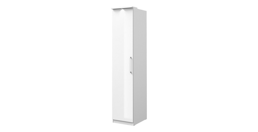 Armoire 1 porte pour dressing collection MODULO coloris blanc avec LED incluses.