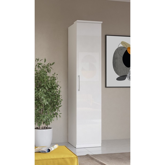 Armoire 1 porte pour dressing collection MODULO coloris blanc avec LED incluses.
