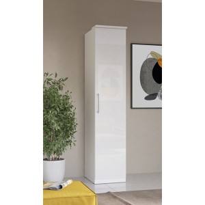 Armoire 1 porte pour dressing collection MODULO coloris blanc avec LED incluses.