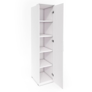 Armoire 1 porte avec miroir pour dressing collection MODULO coloris blanc avec LED incluses.