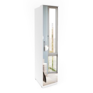 Armoire 1 porte avec miroir pour dressing collection MODULO coloris blanc avec LED incluses.