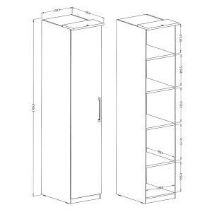 Dressing complet collection MODULO coloris blanc avec LED, joues de finitions et packs étagères inclus.