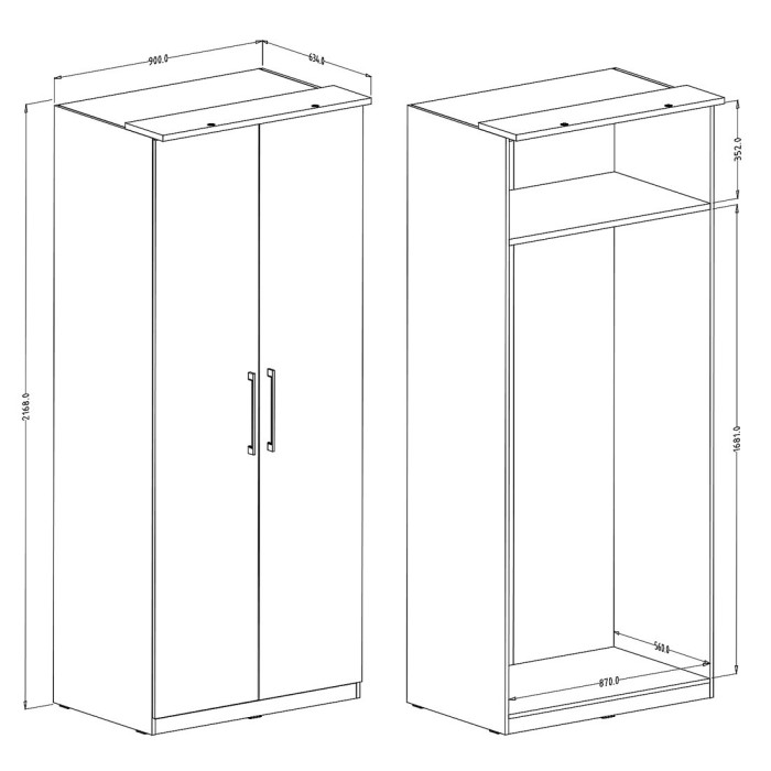 Dressing d'angle complet collection MODULO coloris blanc avec LED, joues de finitions et packs étagères inclus.