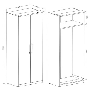 Dressing d'angle complet collection MODULO coloris blanc avec LED, joues de finitions et packs étagères inclus.