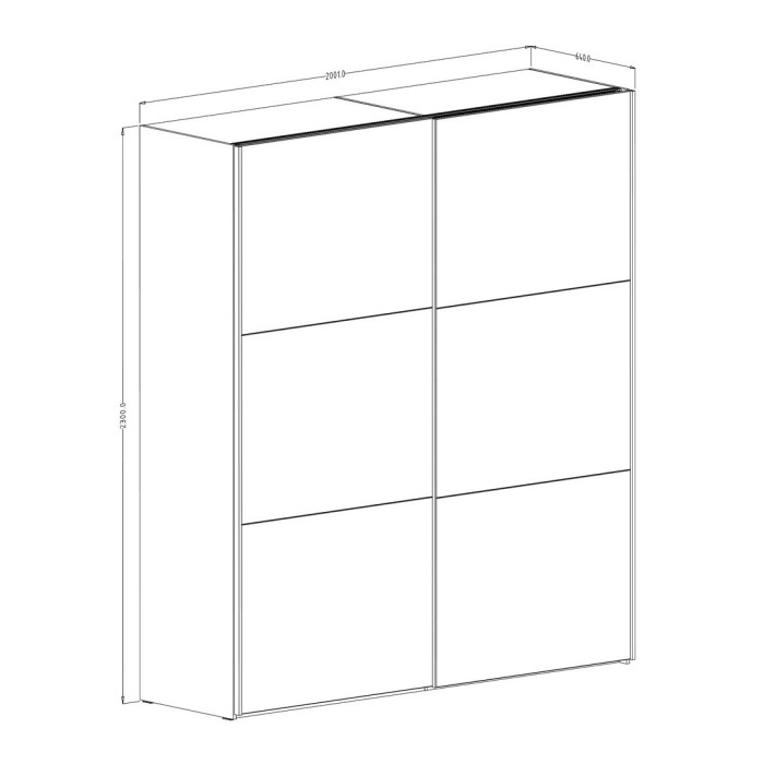 Armoire design 2 portes coulissantes 200cm couleur chêne. Collection SMITH