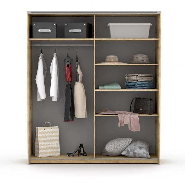Armoire design 2 portes coulissantes 200cm couleur chêne. Collection SMITH