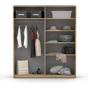 Armoire design 2 portes coulissantes 200cm couleur chêne. Collection SMITH