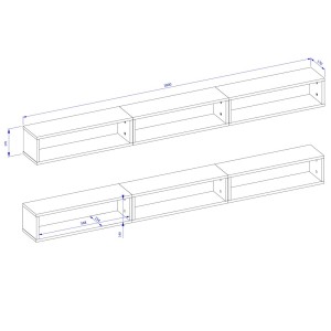 3 Étagères murales coloris chêne et gris. Collection SILVA.