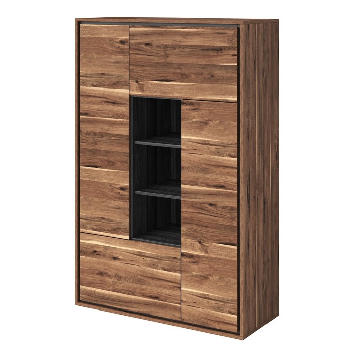 Vaisselier design 4 portes pour salon couleur chêne et gris. collection SILVA.