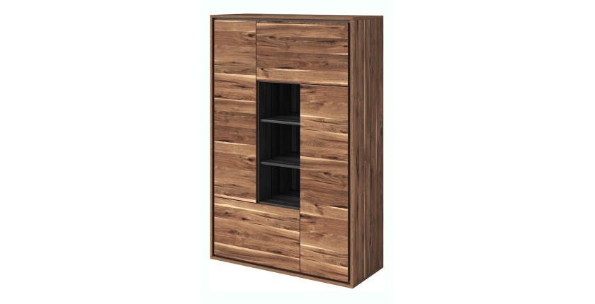 Vaisselier design 4 portes pour salon couleur chêne et gris. collection SILVA.