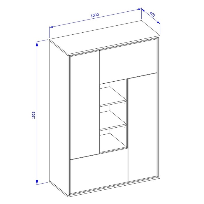 Vaisselier design 4 portes pour salon couleur chêne et gris. collection SILVA.