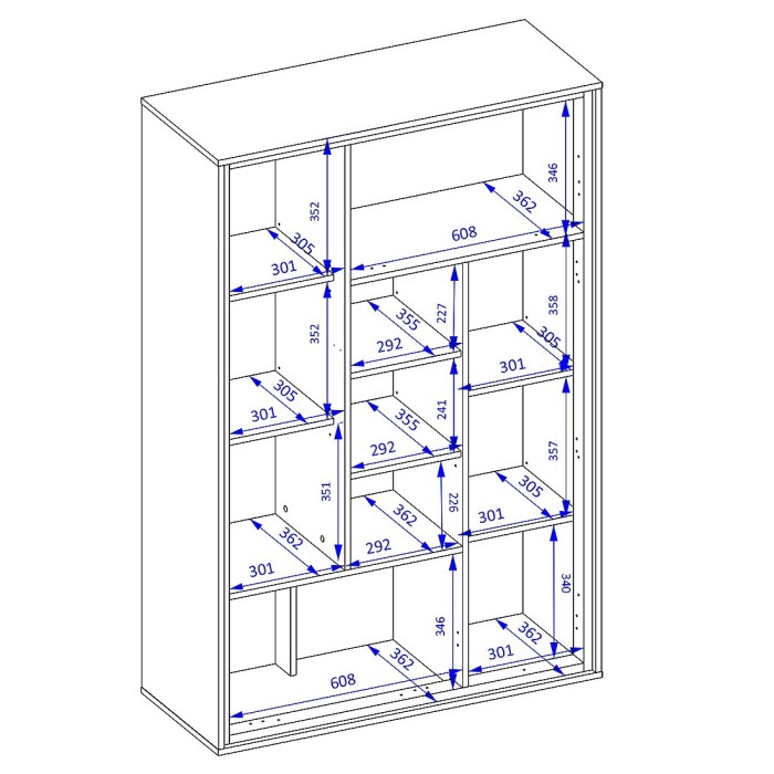 Vaisselier design 4 portes pour salon couleur chêne et gris. collection SILVA.