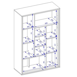 Vaisselier design 4 portes pour salon couleur chêne et gris. collection SILVA.