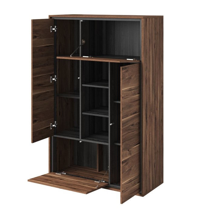 Vaisselier design 4 portes pour salon couleur chêne et gris. collection SILVA.