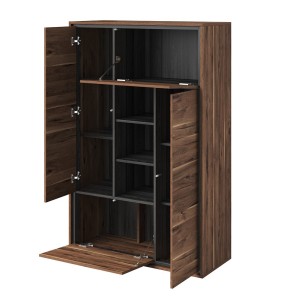 Vaisselier design 4 portes pour salon couleur chêne et gris. collection SILVA.