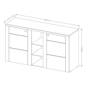 Buffet design 155cm pour salon couleur noyer et noir effet bois collection SANTIAGO.