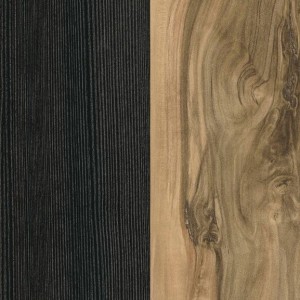 Buffet haut design 1 porte pour salon couleur noyer et noir effet bois. collection SANTIAGO.