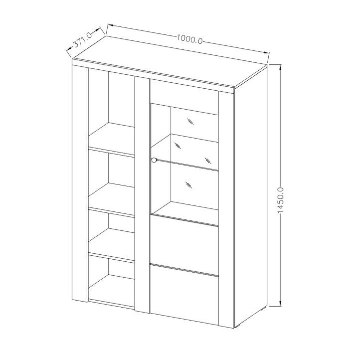 Ensemble de 5 meubles de salon collection SANTIAGO. Coloris blanc effet bois et chêne.