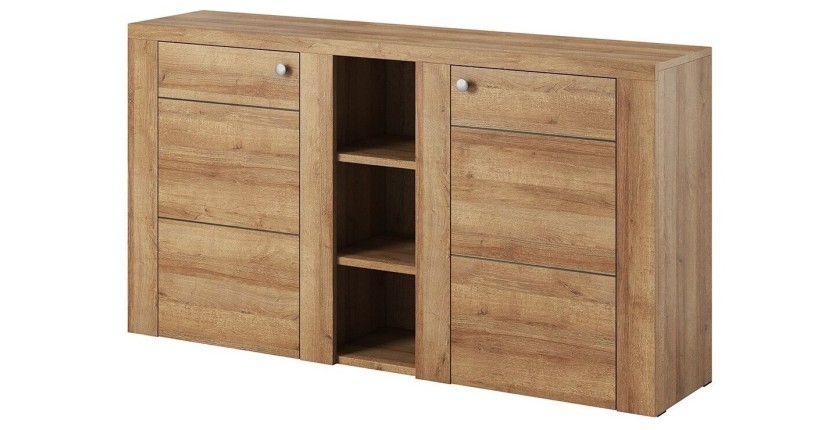 Buffet design 155cm pour salon couleur chêne collection SANTIAGO.