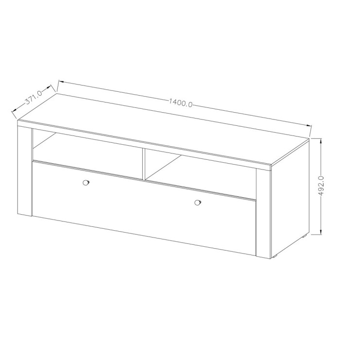Meuble TV 140cm collection SANTIAGO. Couleur chêne. 1 Porte